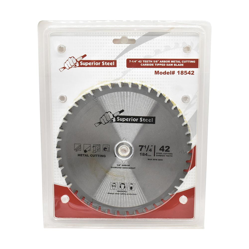 7 1/4" x 42 Teeth x 5/8" Arbor - Metal Cutting Carbide Tipped Saw Blade