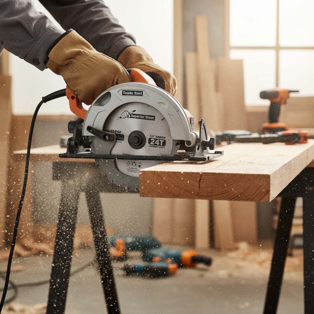 7" Dia, TCT 24 Teeth, 5/8" Arbor Woodworking Saw Blade with Diamond Knockout for Skil Saw - 75724W Irwin 14030 / 24030 / Freud D0724A / Dewalt DW3578B3