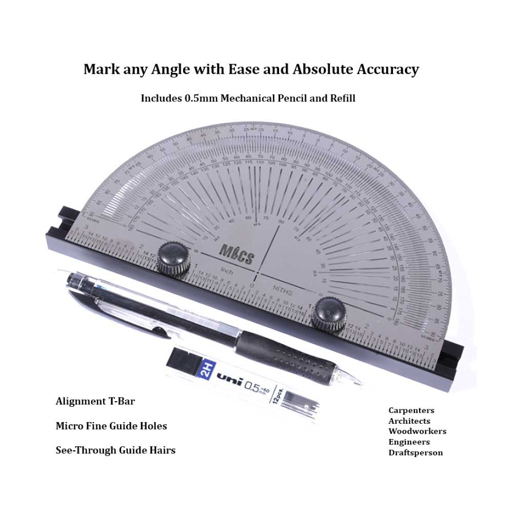 160mm(6"0 Precision Protractor w/ pencil & refill set