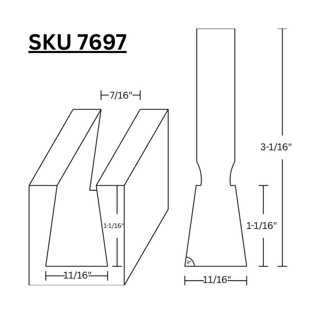 11/16" Dovetail (8 deg.) Bit