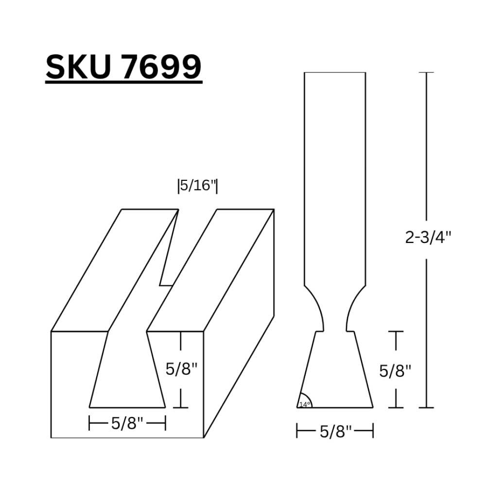5/8" Dovetail (14 deg.) Bit