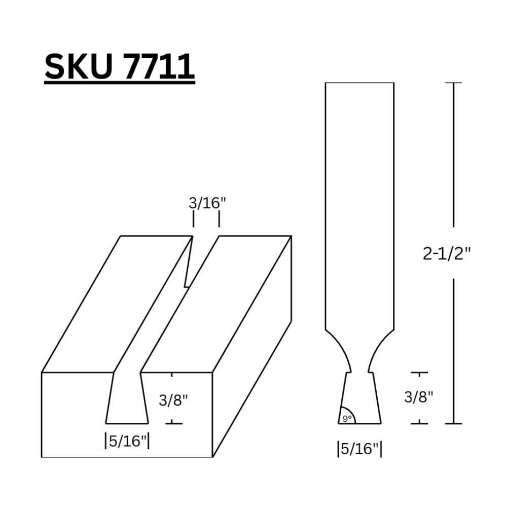 5/16" Dovetail (9 deg.) Bit  C