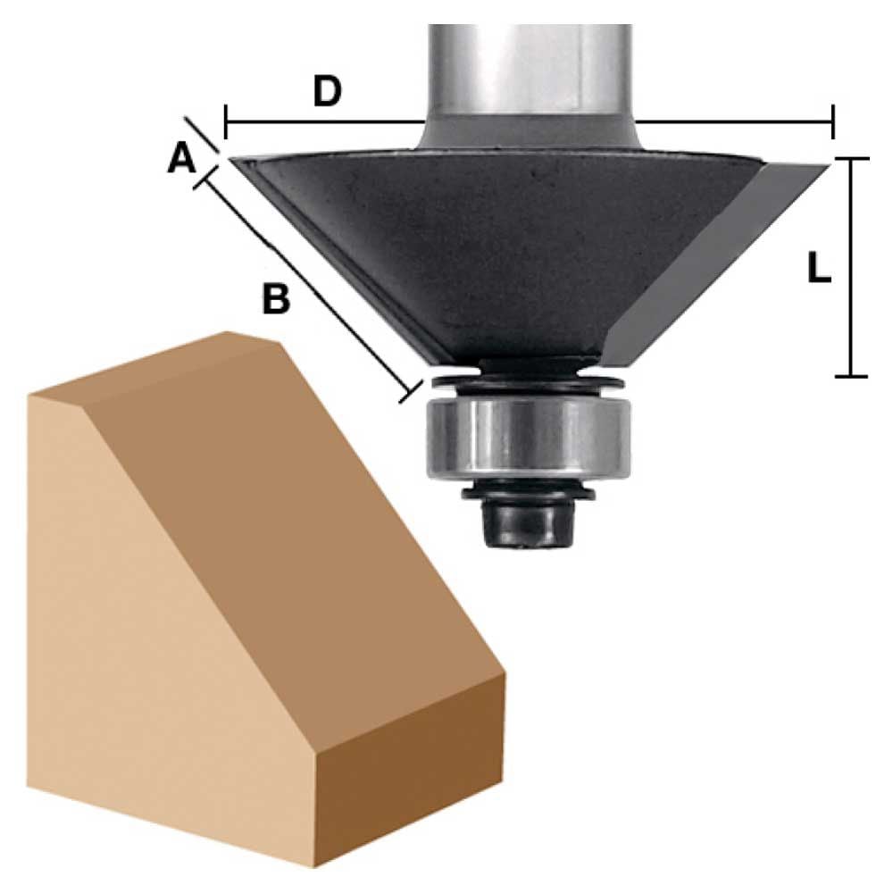 4 pc Chamfer Bit Set,1/2"Shank