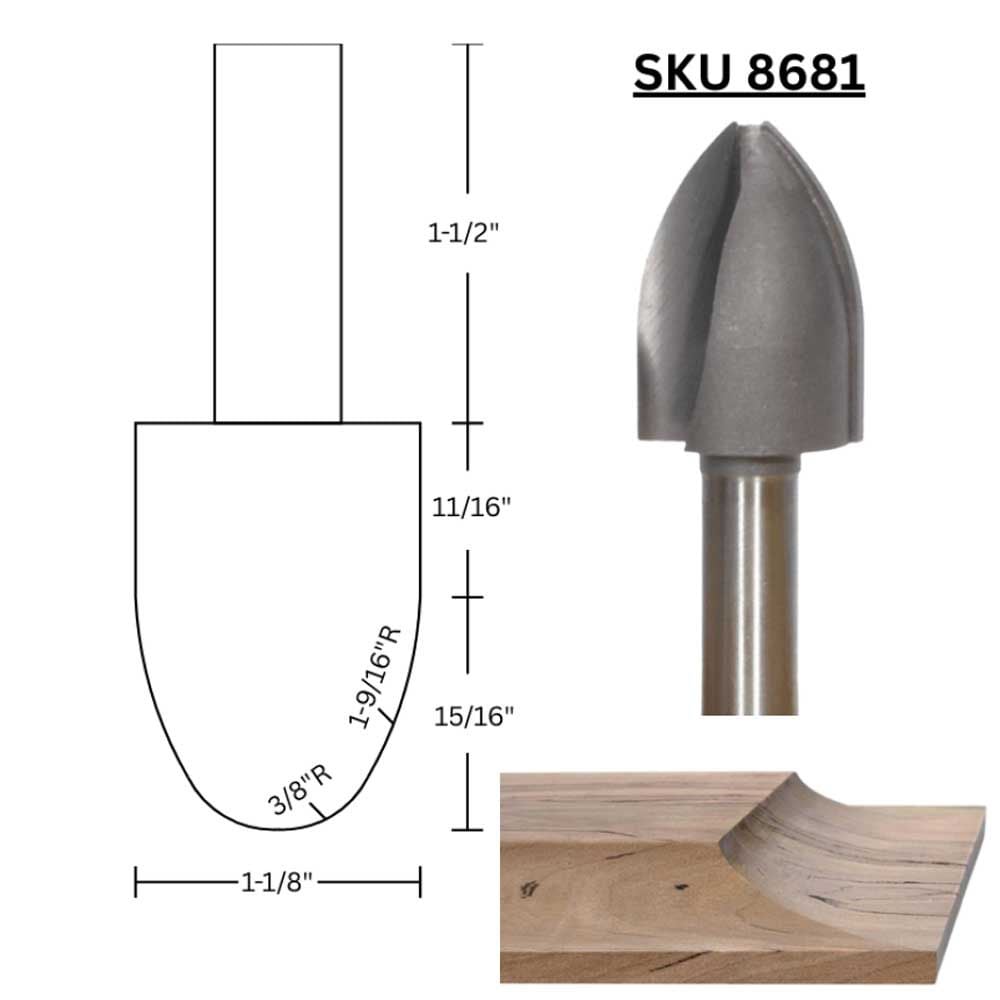 4pc Vertical Raised Panel Bit Set, 1/2"Shank