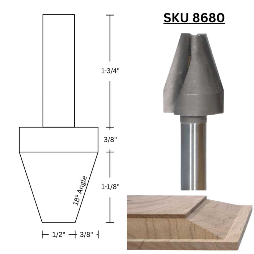 4pc Vertical Raised Panel Bit Set, 1/2"Shank