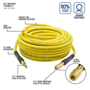 3/8" 100 ft Yellow Hybrid Polymer Hose With 1/4" Brass Industrial 6-Ball Coupler & Steel Plug - W06