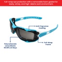 Frameless Safety Glasses with Scratch-Resistant Coating - Smoke -  12 pcs/ Box - W02