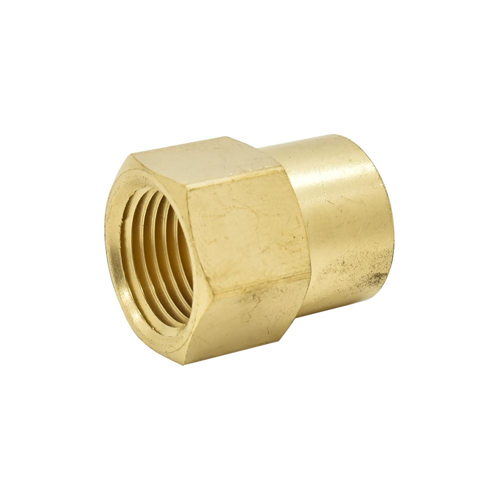 1/4" FPT x 3/8" FPT Brass Female Coupling Reducer - 100 Pack Bulk - W02
