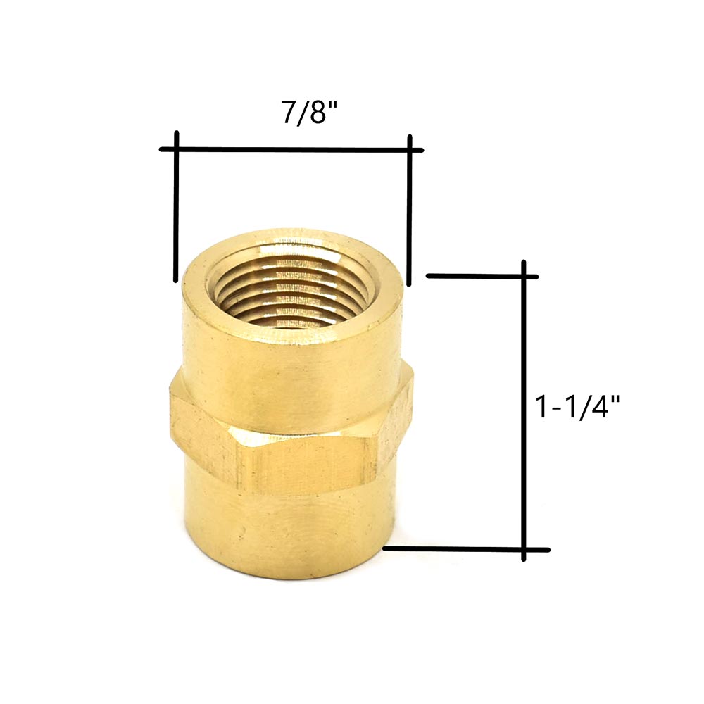 3/8" FPT x 3/8" FPT Brass Female Coupling - Six Display Pack
