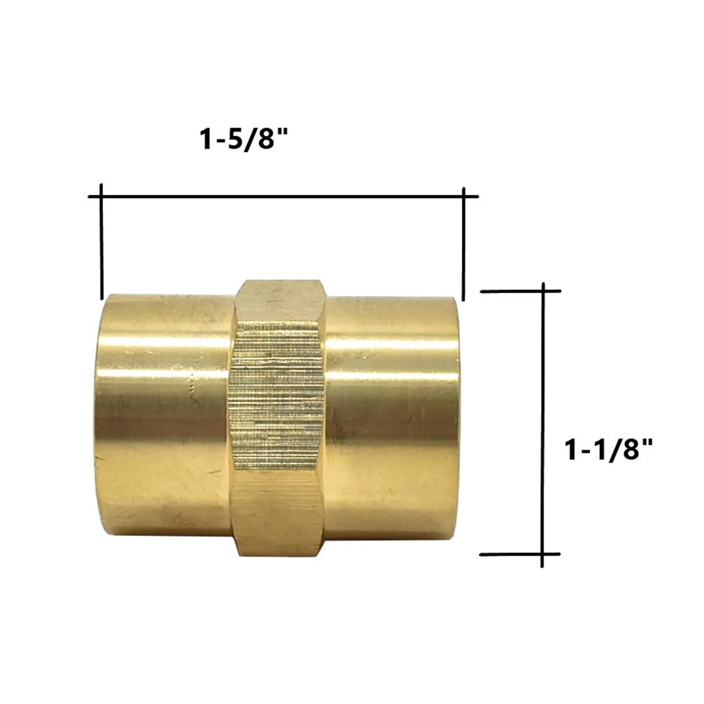 1/2" FPT x 1/2" FPT Brass Female Coupling - Single Display Pack