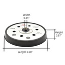 6" Hook & Loop Contour Pad 6/hole 5/16-24 shaft PC OE #18002