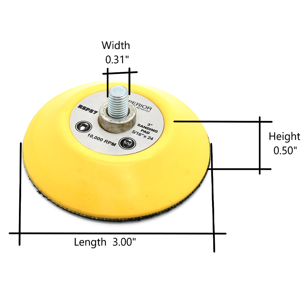 3" Hook & Loop Sanding Pad with 5/16"-24 Threads