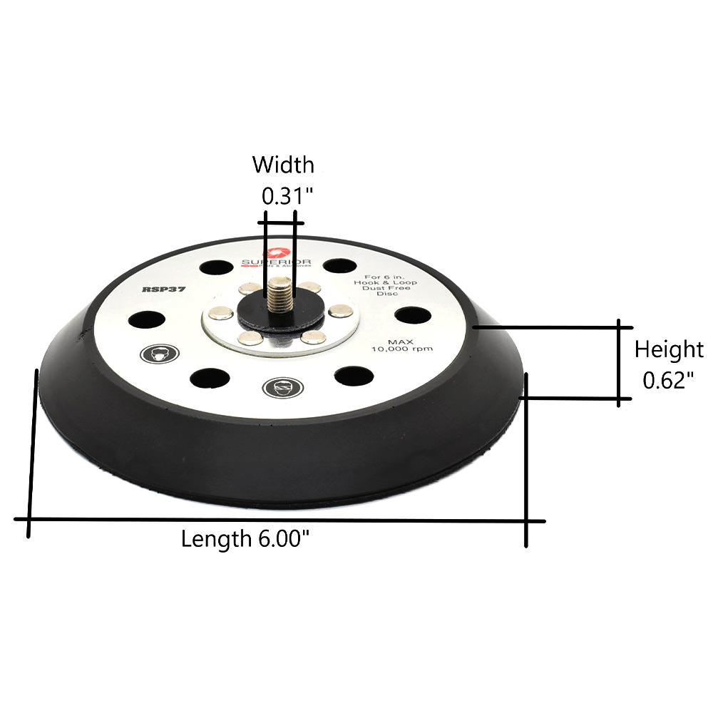 6" Hook & Loop Pad 6/hole 5/16-24 shaft PC OE #18001