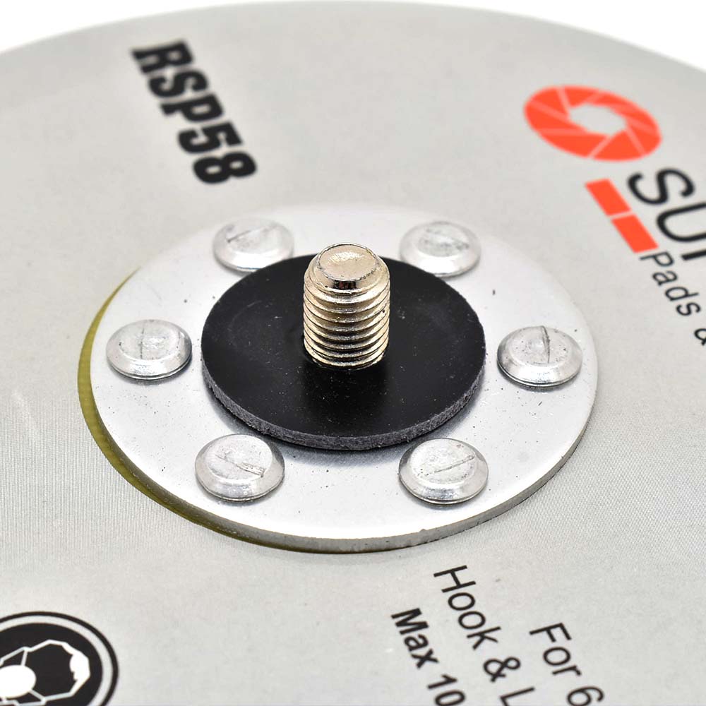 6" No Hole Hook & Loop Sanding Pad  5/16-24 Threaded Shaft