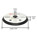 6" No Hole Hook & Loop Sanding Pad  5/16-24 Threaded Shaft