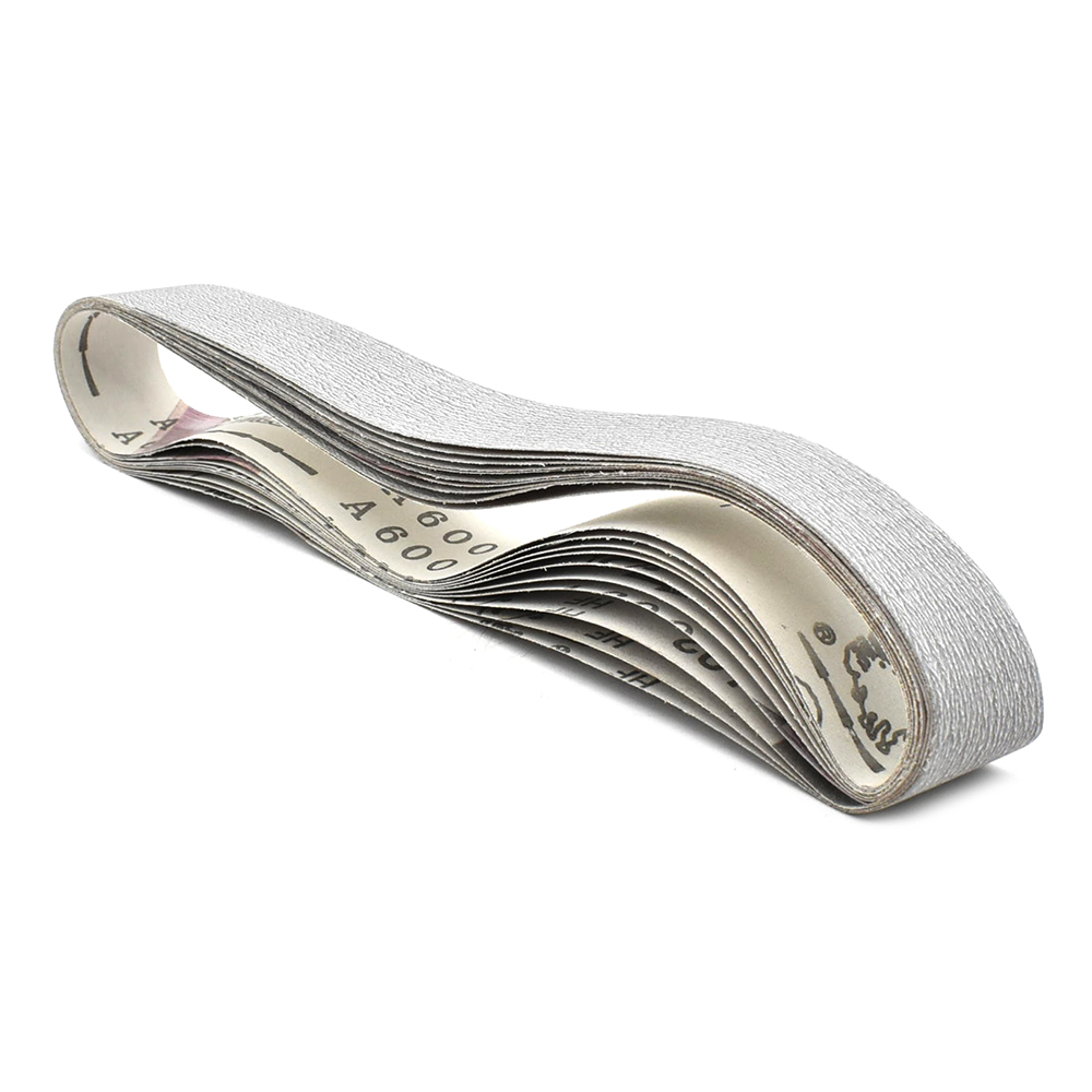 1-1/2" x 30" Aluminum Oxide Sanding Belt, 600 Grit Premium Japanese Material - WHITE (HPG-331-62) - 10 Pack