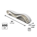 1-1/2" x 30" Aluminum Oxide Sanding Belt, 600 Grit Premium Japanese Material - WHITE (HPG-331-62) - 10 Pack