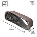 1-1/2" x 30" Aluminum Oxide Sanding Belt, 120 Grit - 10 Pack
