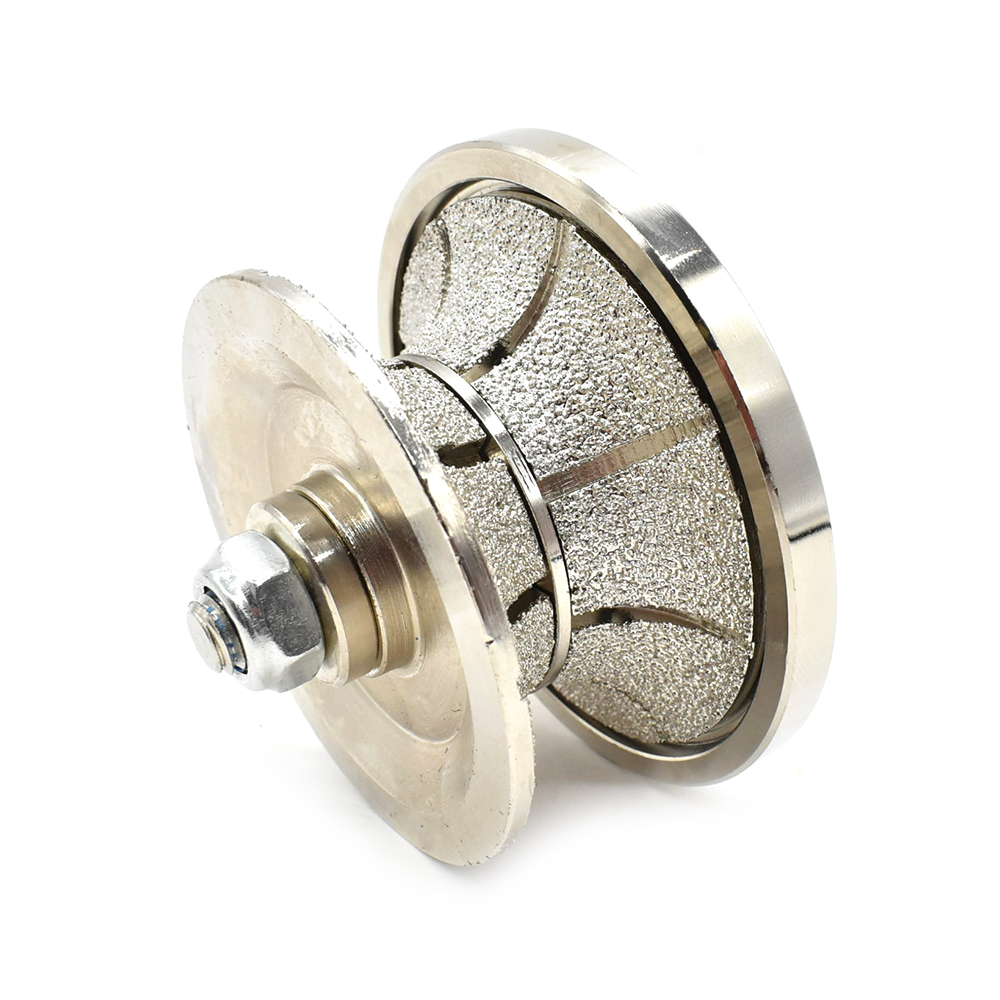 1-1/4" Full Bullnose Vacuum Brazed Diamond Profile Wheel with 5/8"-11 Female Threads
