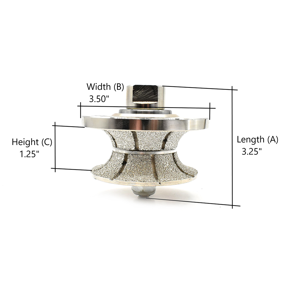 1-1/4" Full Bullnose Vacuum Brazed Diamond Profile Wheel with 5/8"-11 Female Threads
