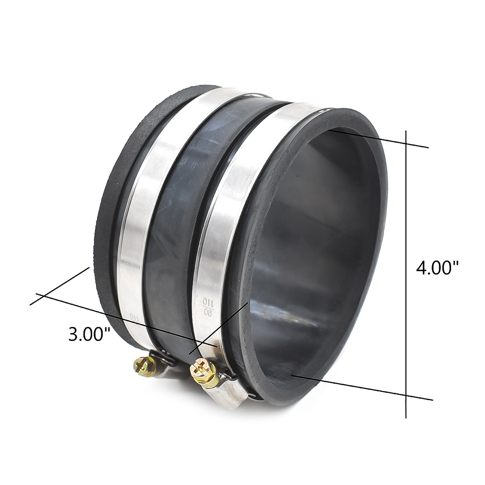 4" Rubber Connecting Tube with Stainless Steel Hose Clamps