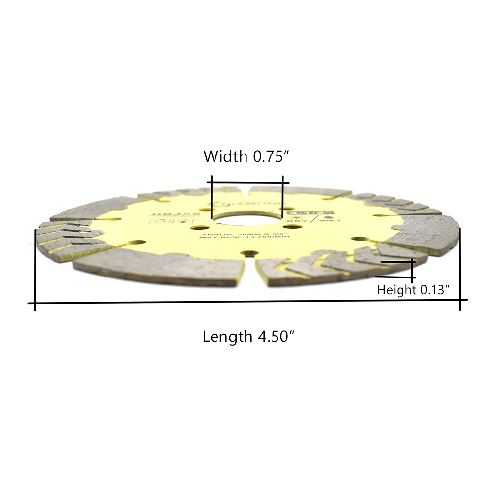 4.5" Segmented Diamond Blade  20mm (0.78") Arbor with 5/8" Brass Adapter Ring