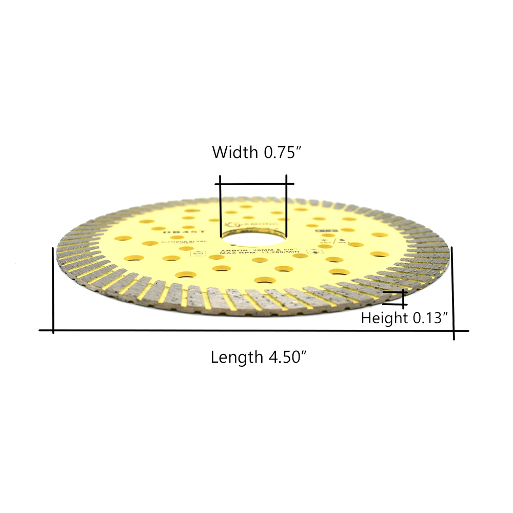 4.5" Turbo Diamond Blade  20mm (0.78") Arbor with 5/8" Brass Adapter Ring