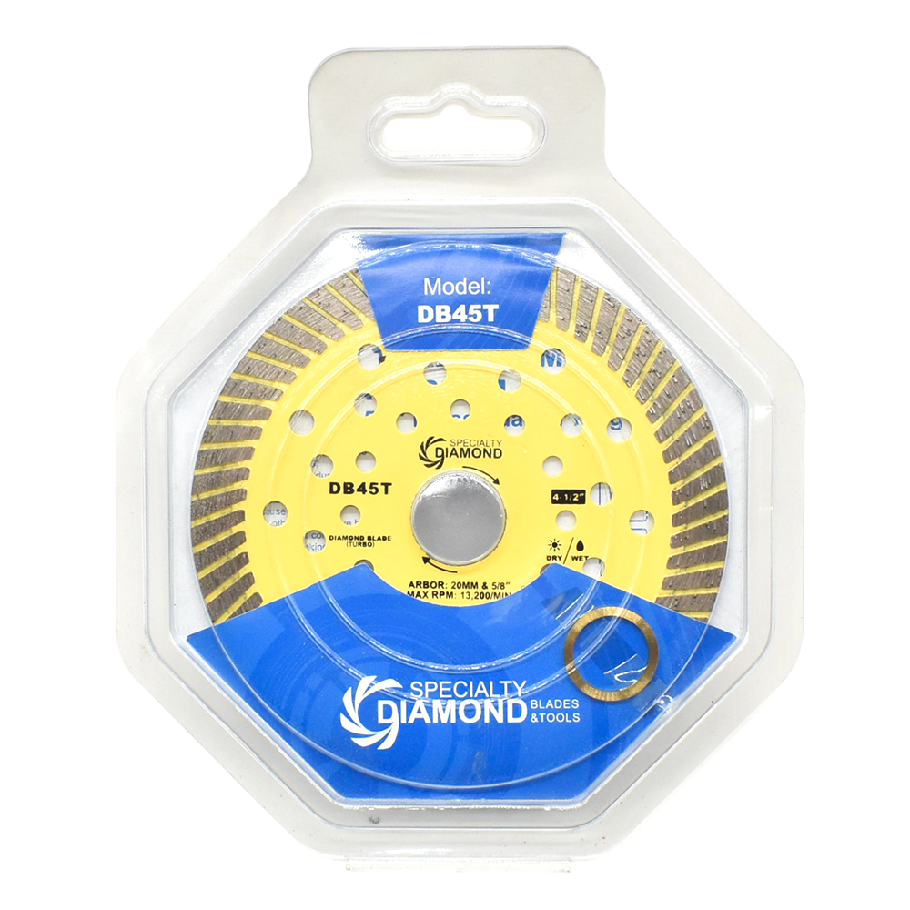 4.5" Turbo Diamond Blade  20mm (0.78") Arbor with 5/8" Brass Adapter Ring