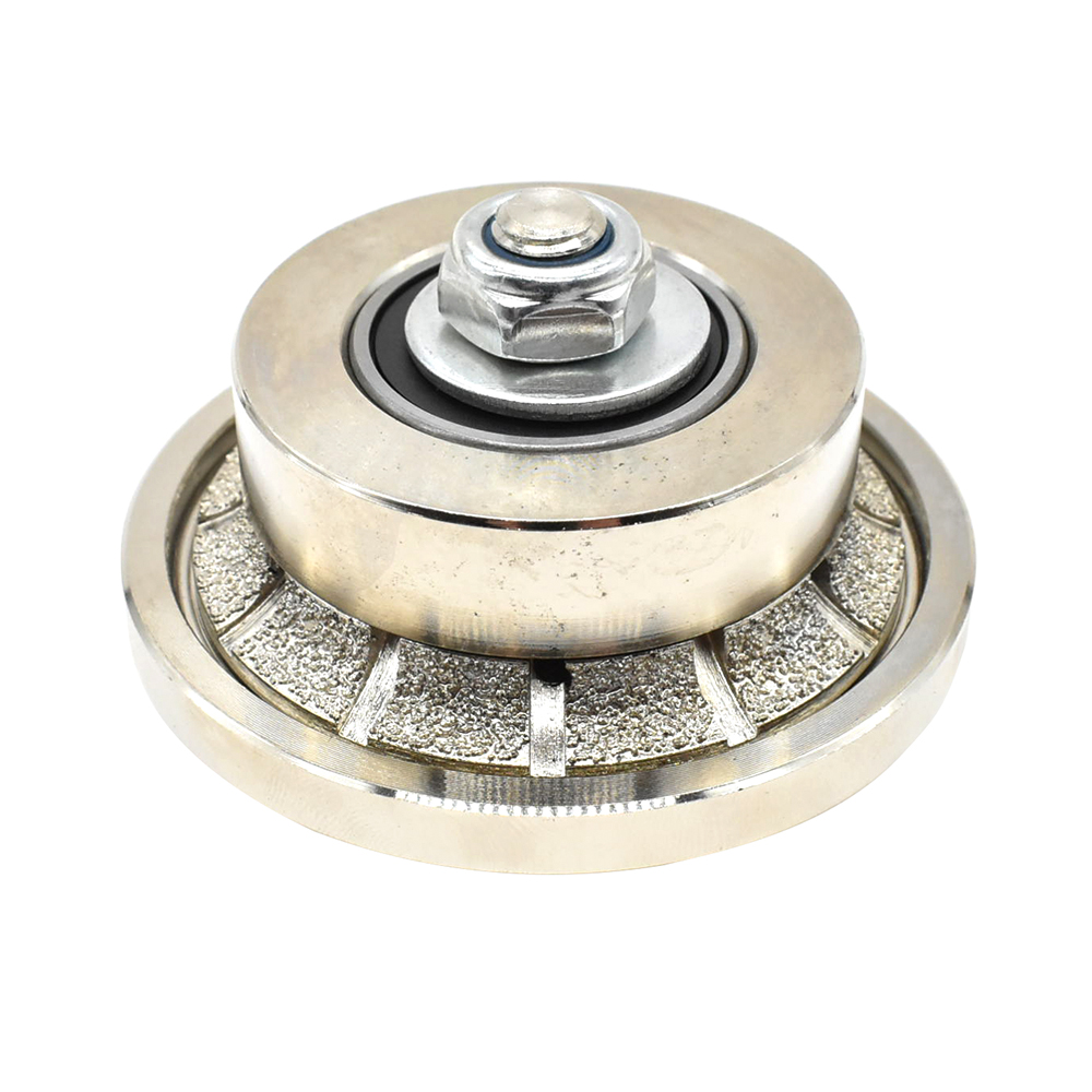 3/16" Radius Vacuum Brazed 65mm Premium Diamond Profile Wheel with 5/8" x 11 Female Threads
