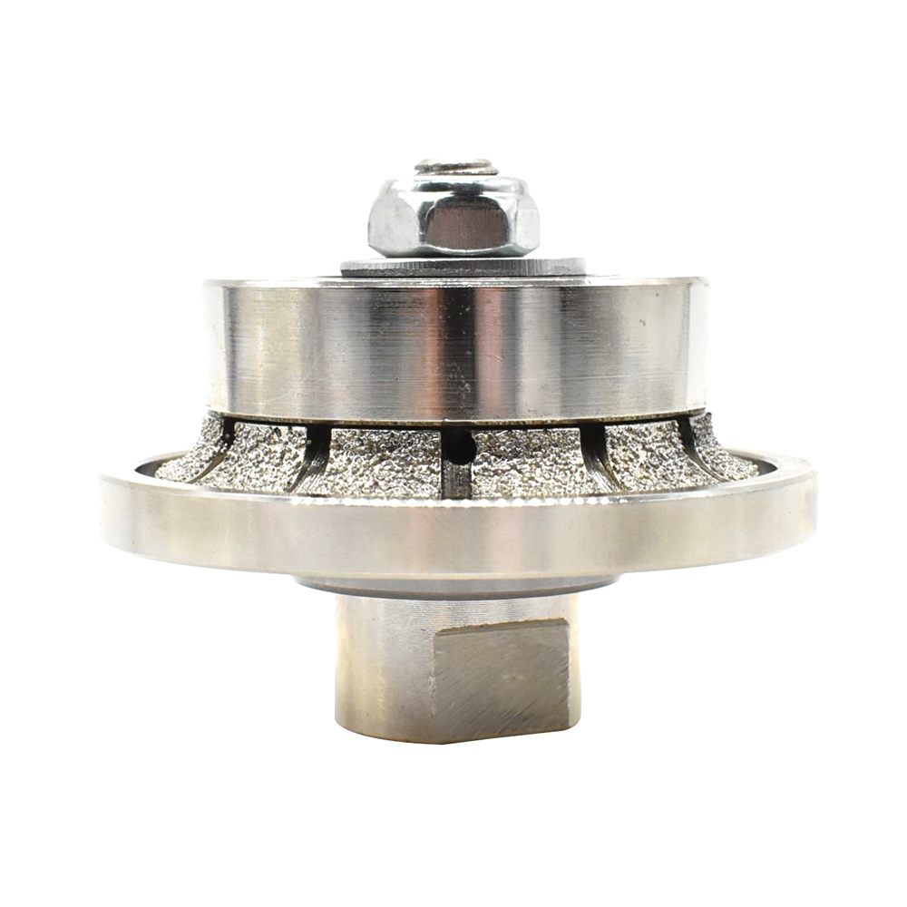 3/16" Radius Vacuum Brazed 65mm Premium Diamond Profile Wheel with 5/8" x 11 Female Threads
