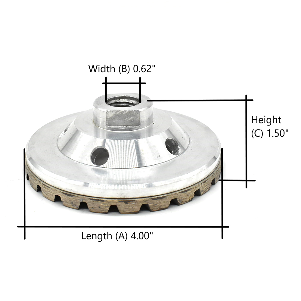 4" Diamond Turbo Cup Wheel 5/8" x 11 Threads, Aluminum Body