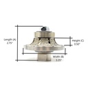 1/2" Radius Vacuum Brazed 65mm Premium Diamond Profile Wheel with 5/8" x 11 Female Threads