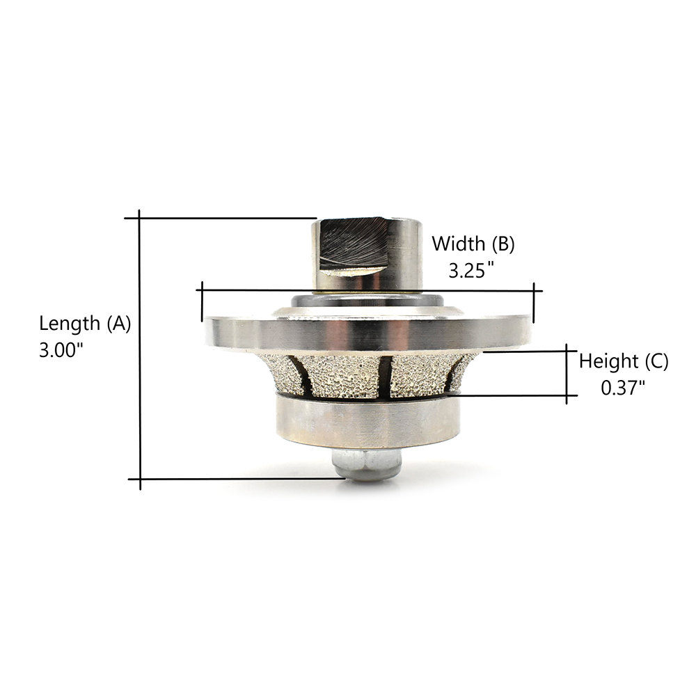 3/8" Radius Vacuum Brazed 65mm Premium Diamond Profile Wheel with 5/8" x 11 Female Threads
