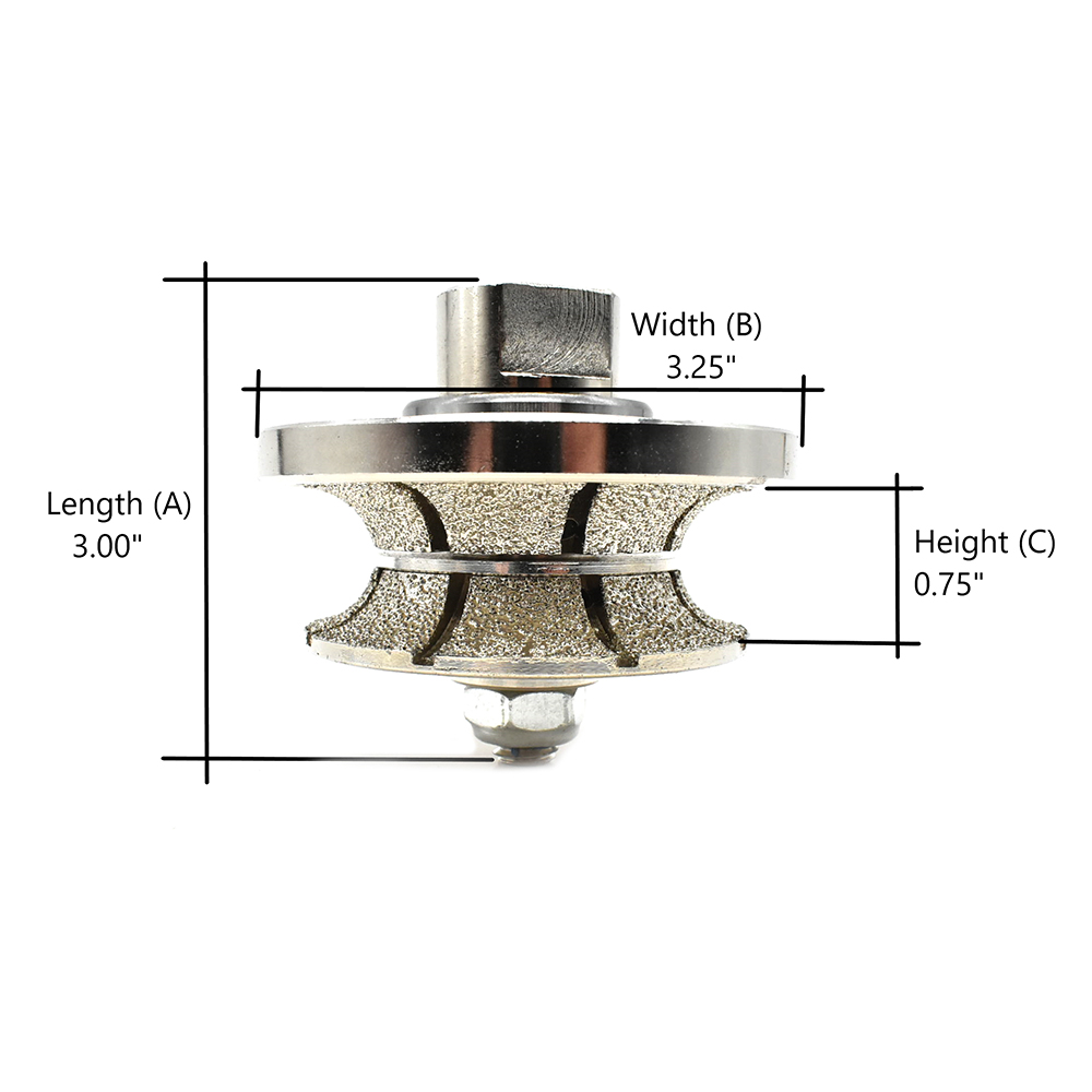 3/4" Full Bullnose Vacuum Brazed Diamond Profile Wheel with 5/8"-11 Female Threads
