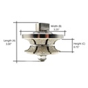 3/4" Full Bullnose Vacuum Brazed Diamond Profile Wheel with 5/8"-11 Female Threads
