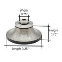 Demi Bullnose Diamond Router Bit 3/4" Diameter M10 Arbor