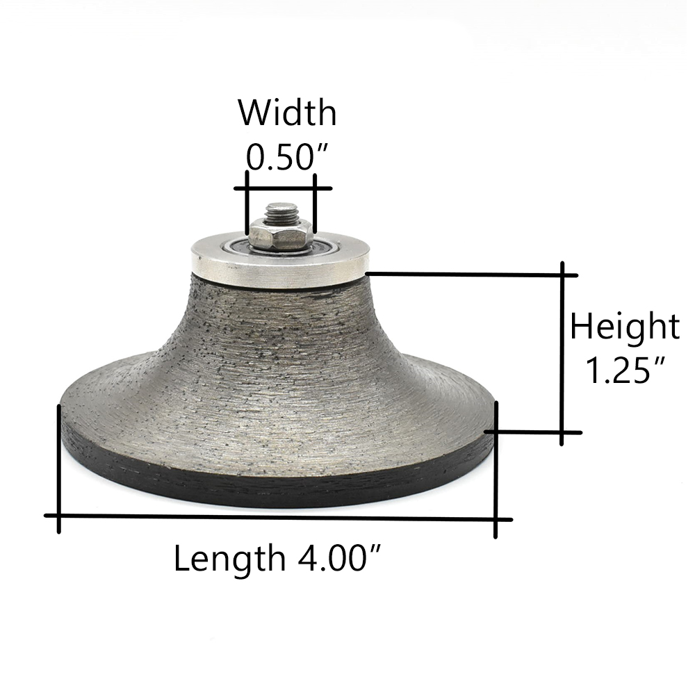 Demi Bullnose Diamond Router Bit 1-1/4" Diameter M10 Arbor