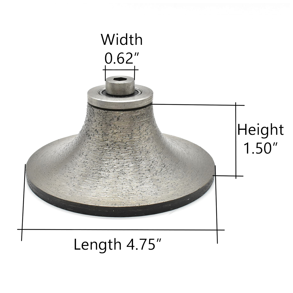 Demi Bullnose Diamond Router Bit 1-1/2" Diameter M10 Arbor