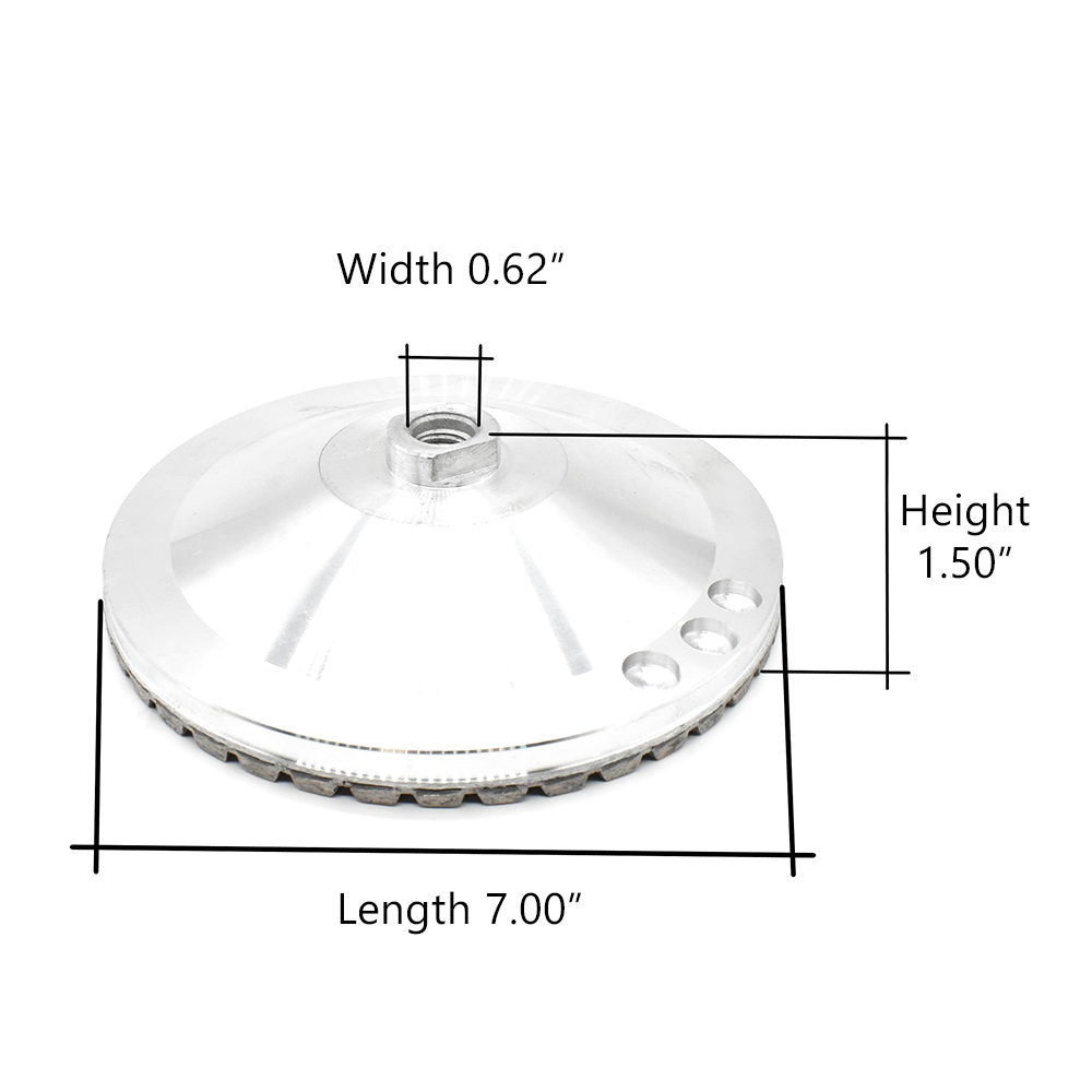 7" Diamond Turbo Cup Wheel 5/8" x 11 Threads, Aluminum Body 