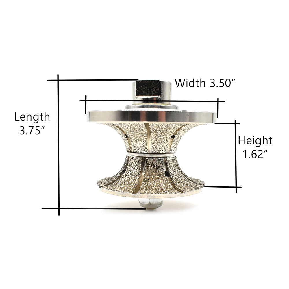 1-1/2" Full Bullnose Vacuum Brazed Diamond Profile Wheel with 5/8"-11 Female Threads