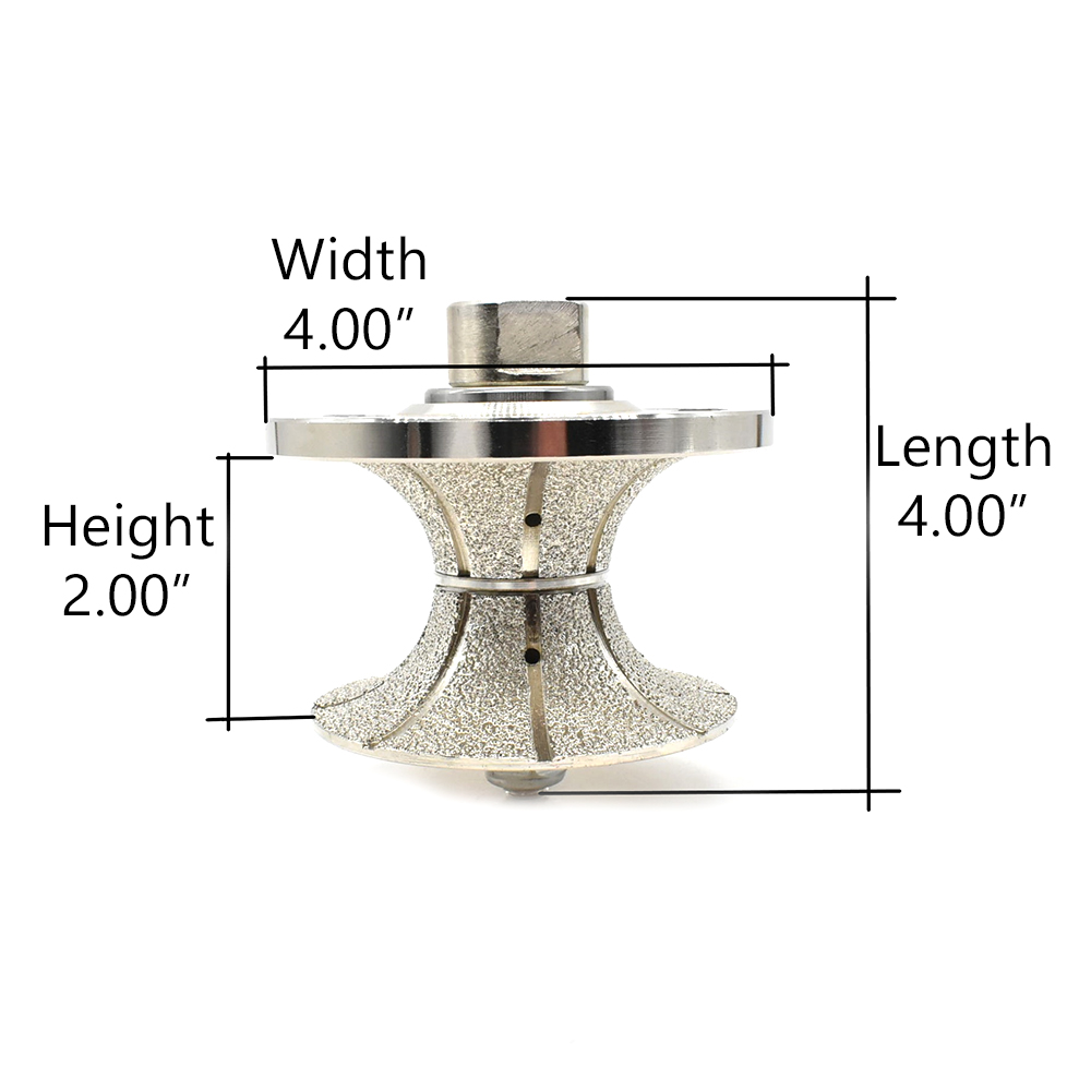 2" Full Bullnose Vacuum Brazed Diamond Profile Wheel with 5/8"-11 Female Threads
