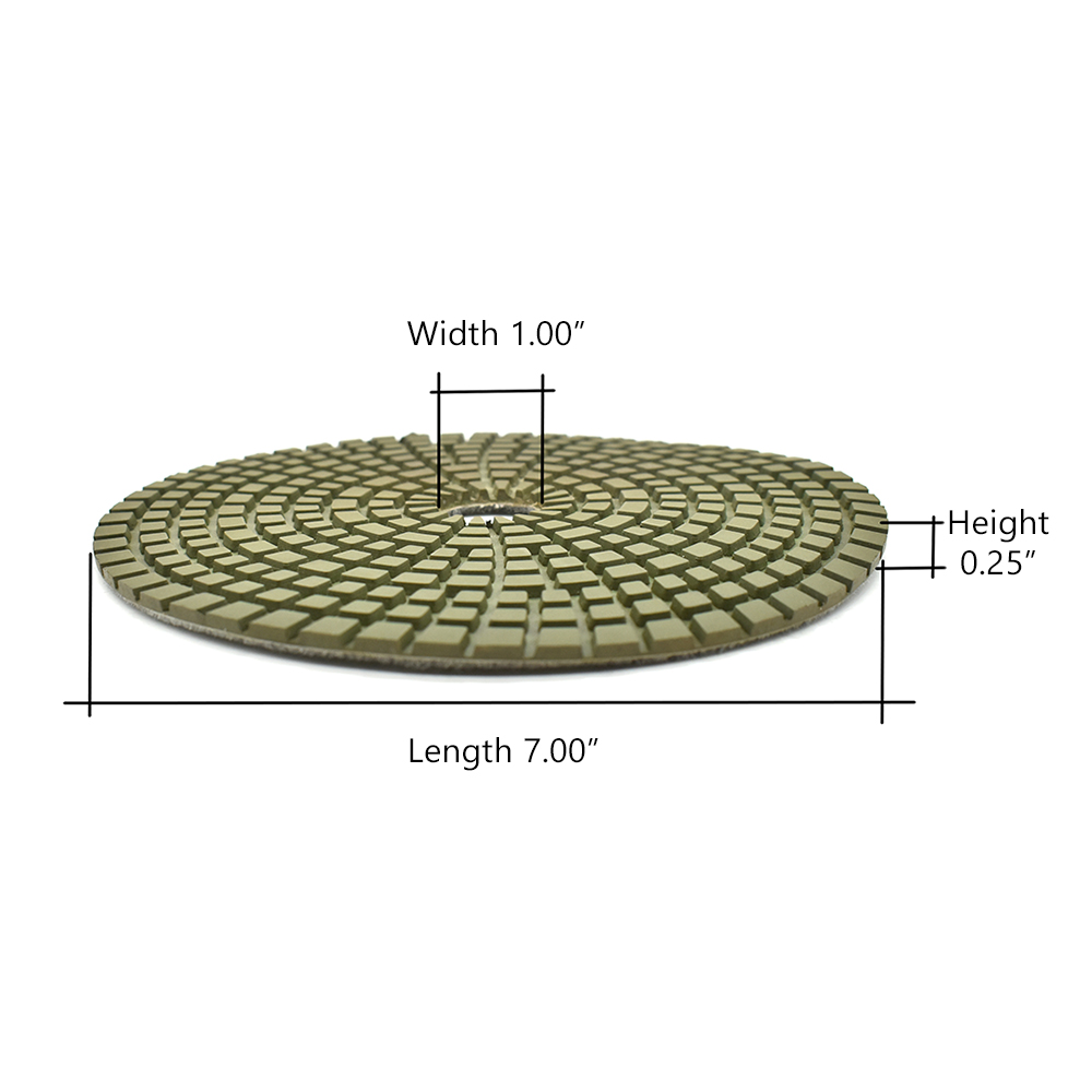 7" Wet Diamond Polishing Pad, 3mm - 1000 Grit
