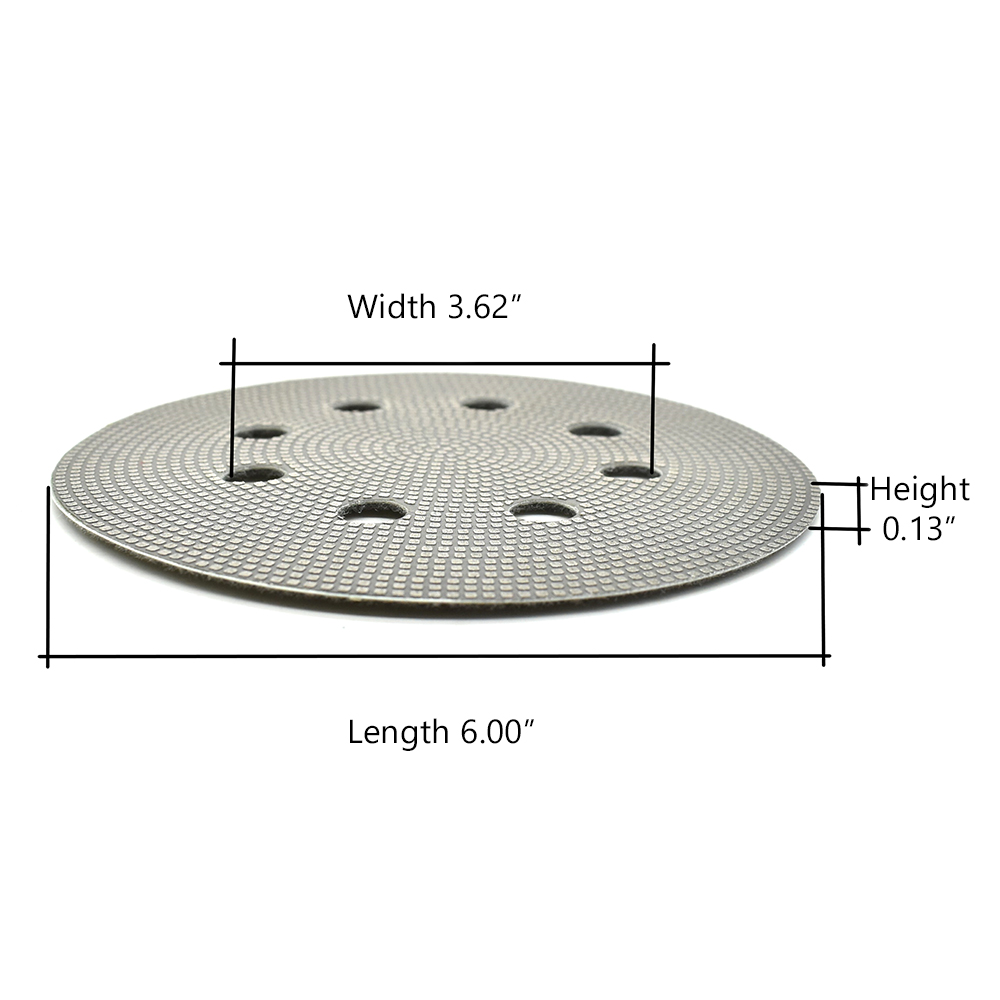 6" Thin Electroplated Dry Pad for Orbital Sanders, 120 Grit