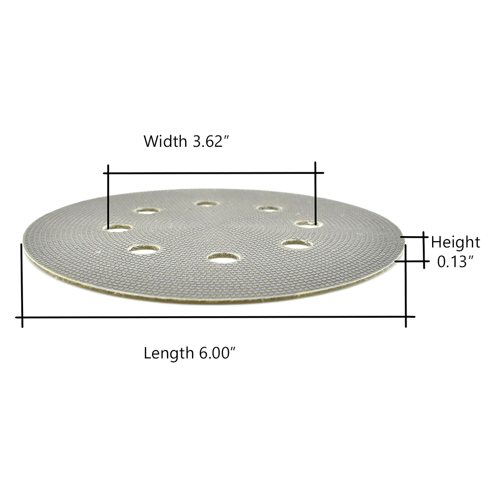6" Thin Electroplated Dry Pad for Orbital Sanders, 200 Grit