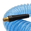 1/4" 20 ft long w/1/4" NPT Solid Fittings, Recoil Translucent Blue PU Hose