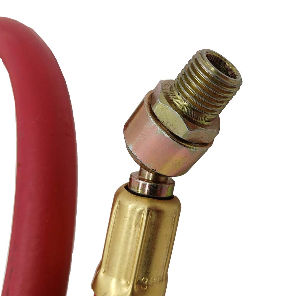 3/8" 3 ft Red Rubber Hose Whip with 1/4" Ball Swivel