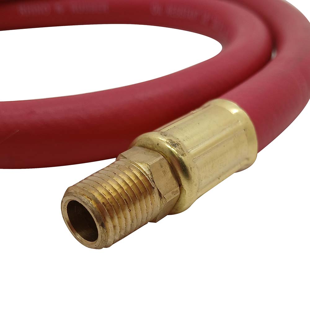 3/8" 3 ft Red Rubber Hose Whip with 1/4" Ball Swivel