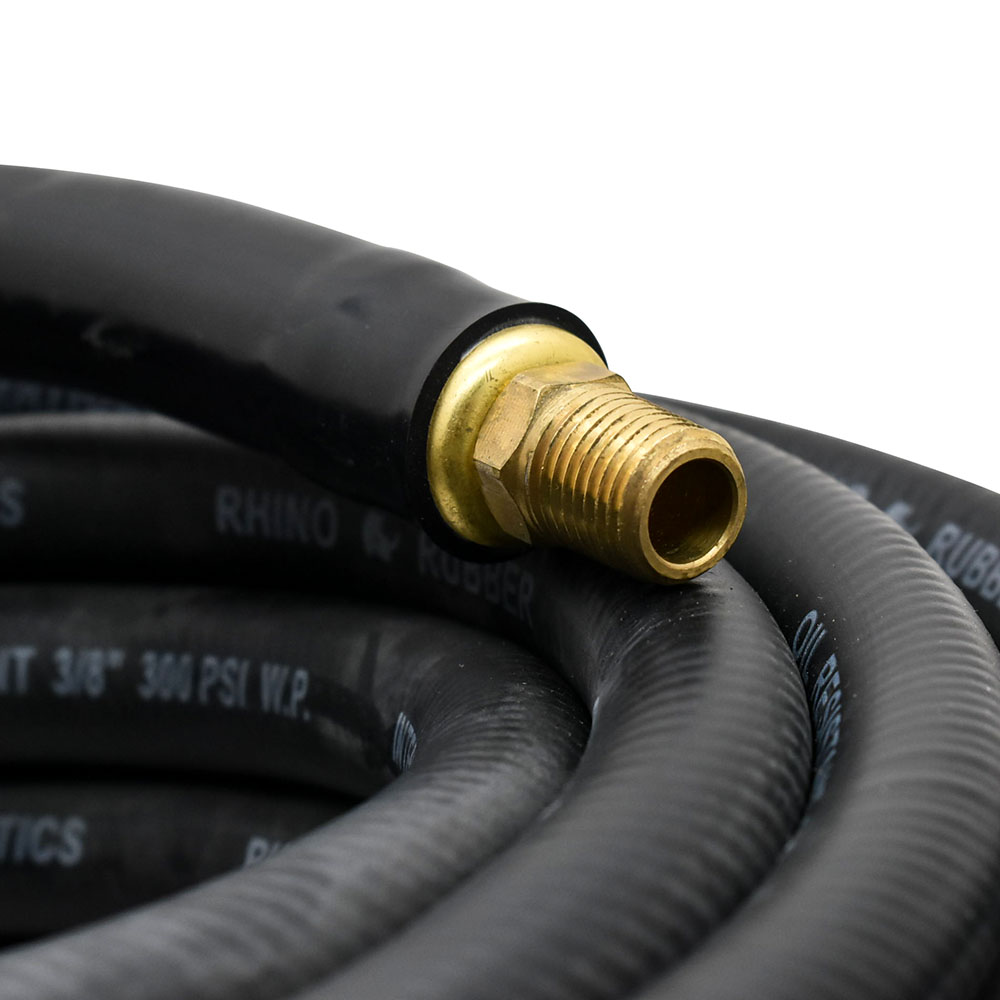 3/8" 50 ft Black Rhino Rubber Hose WP 300 PSI (1/4" NPT)
