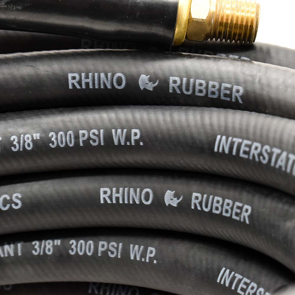 3/8" 50 ft Black Rhino Rubber Hose WP 300 PSI (1/4" NPT)