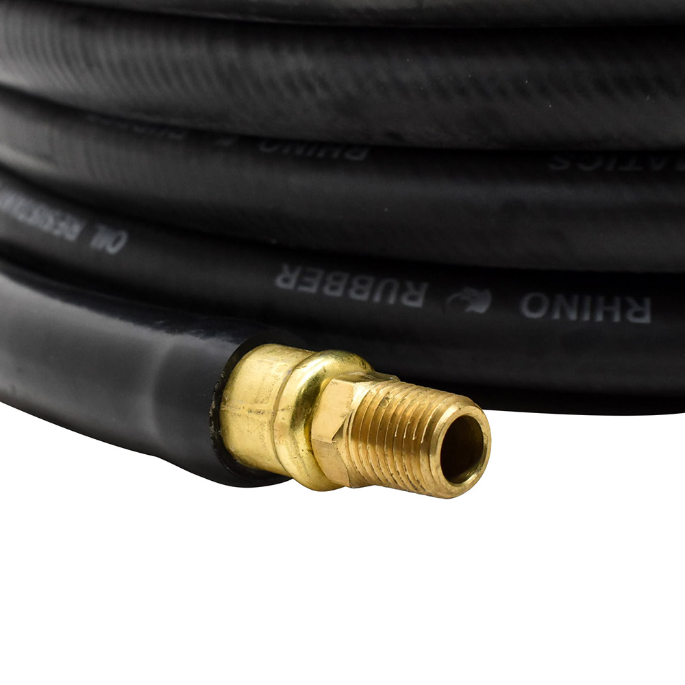 3/8" 25 ft Black Rhino Rubber Hose WP 300 PSI (1/4" NPT)